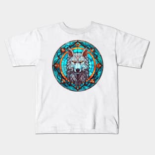 Stained Glass Wolf #1 Kids T-Shirt